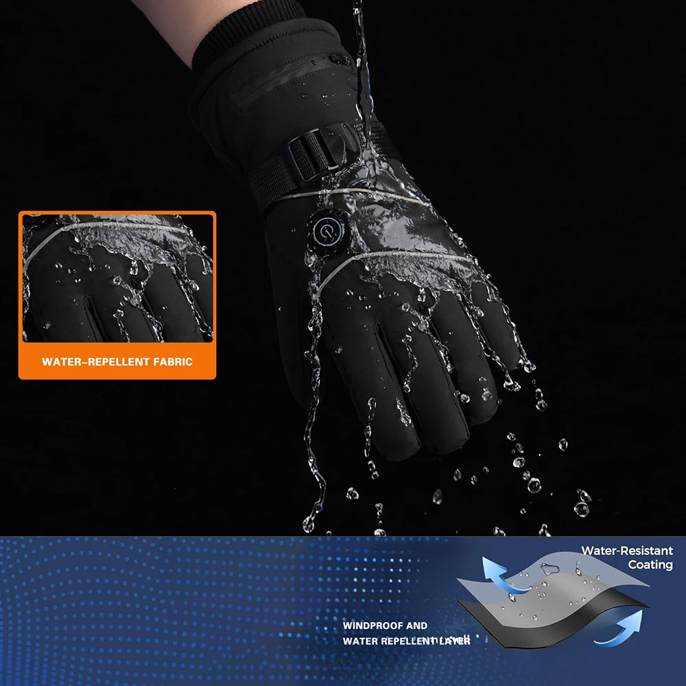 قفازات تسخين كهربائية قابلة لإعادة الشحن للدراجات النارية على الجليد والتزلج وشاشة تعمل باللمس بطانات يدوية دافئة للرياضات الشتوية #5