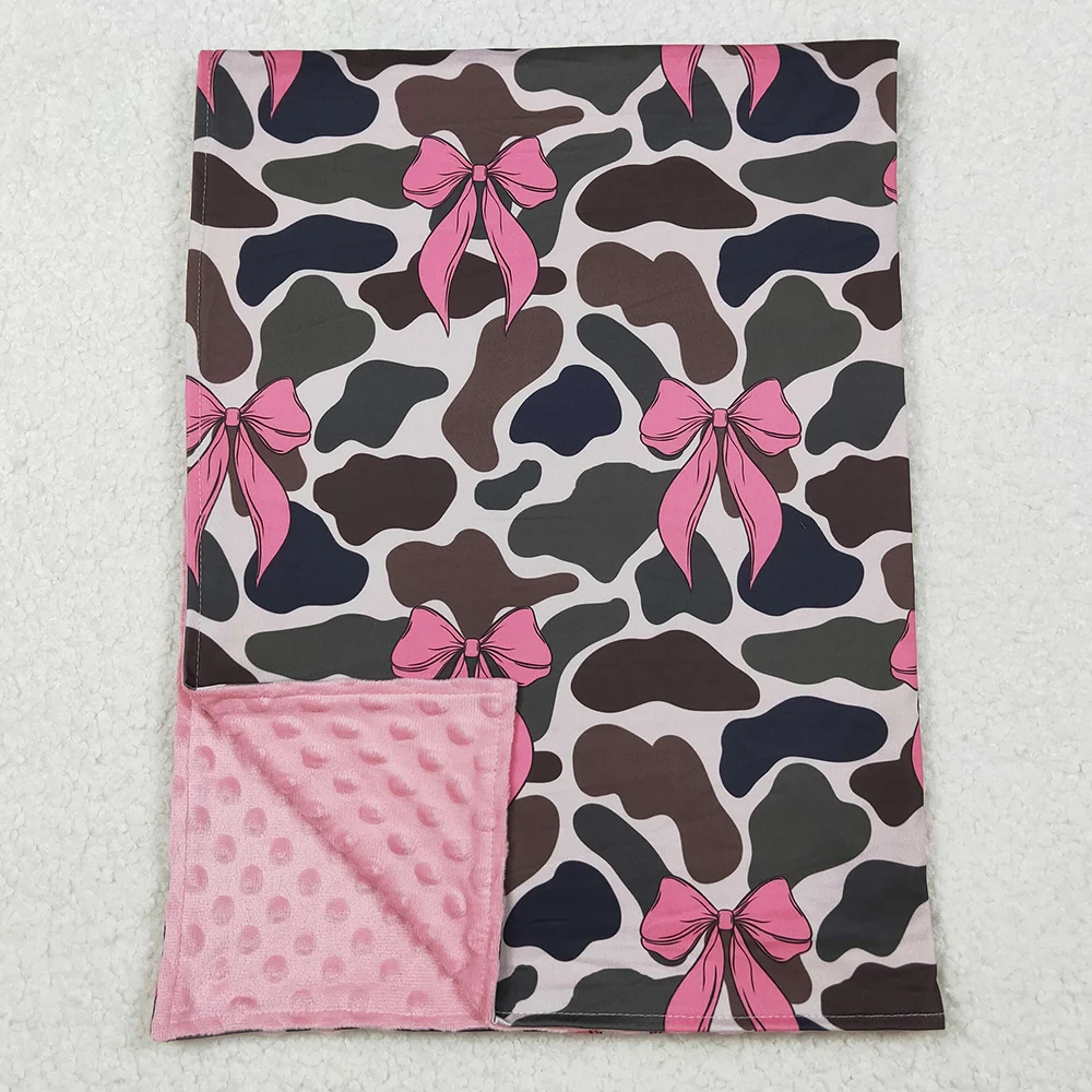 

NEW Fashion Baby Kids Children Blankets Boutique Toddler Girls Pink Bows Camouflage Minky Blankets Infant Baby Minky Blankets