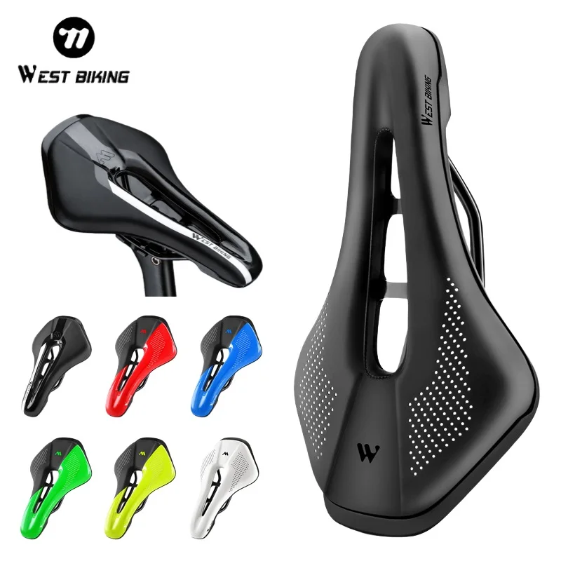 

WEST BIKING Bicycle Saddle MTB Road Ultralight Cycling Seat Hollow Soft Short Nose Cushion PU Waterproof Saddle Bike Accessories