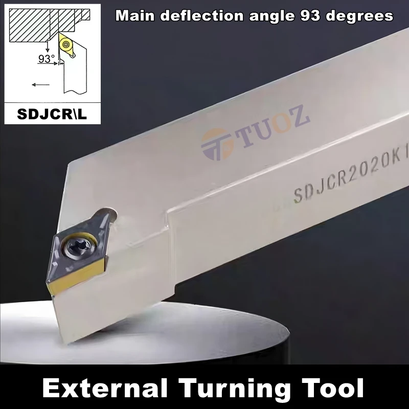 

Внешний токарный держатель инструмента TUOZ 93 градуса SDJCR SDJCL 0808 1010 1212 1616 2020 2525 Токарный станок с ЧПУ Режущий брусок DCMT DCGT Вставки