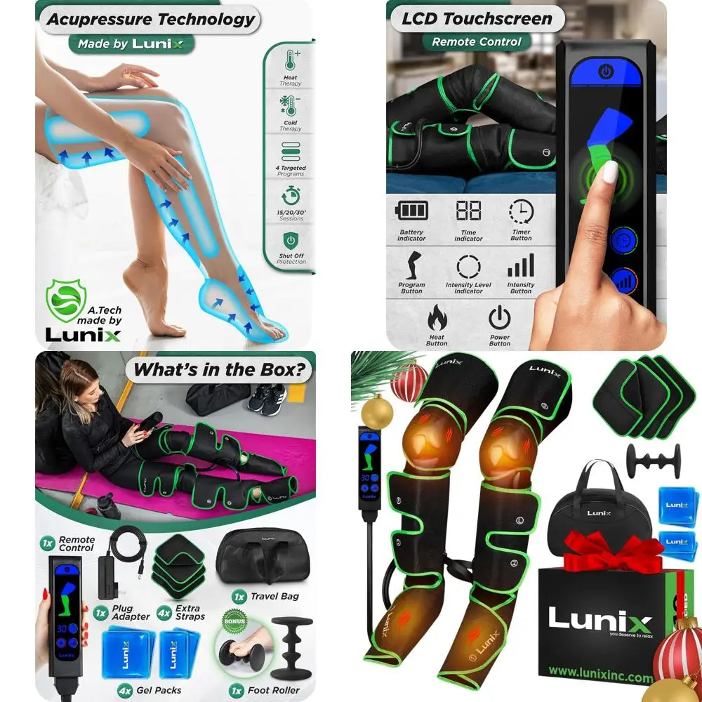 

Full Leg Massager for Improved Circulation, Compression Boots, Leg Recovery System, Pain Relief for Legs and Feet, Green