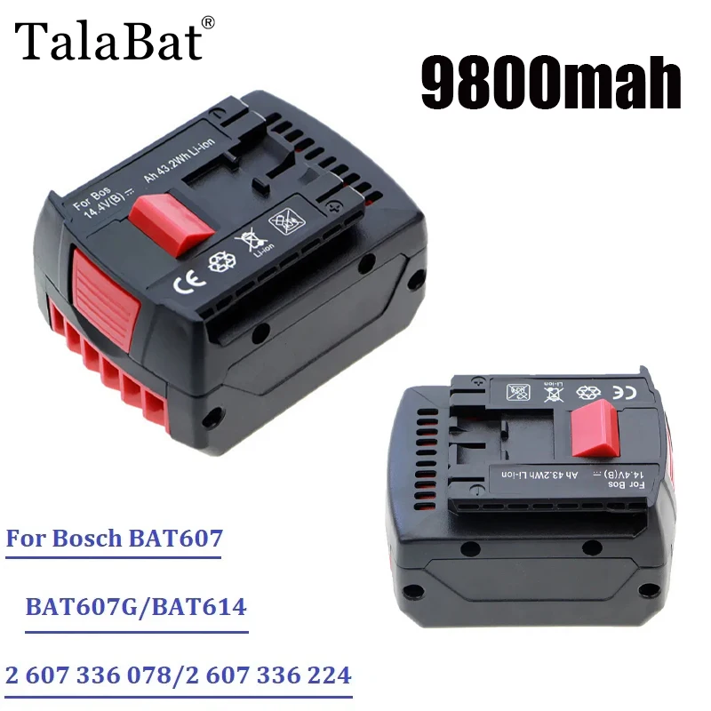 Upgrade 14.4V 9800mAh Rechargeable Li-ion Battery Cell Pack For BOSCH Cordless Electric Drill Screwdriver BAT607 BAT607G BAT614G