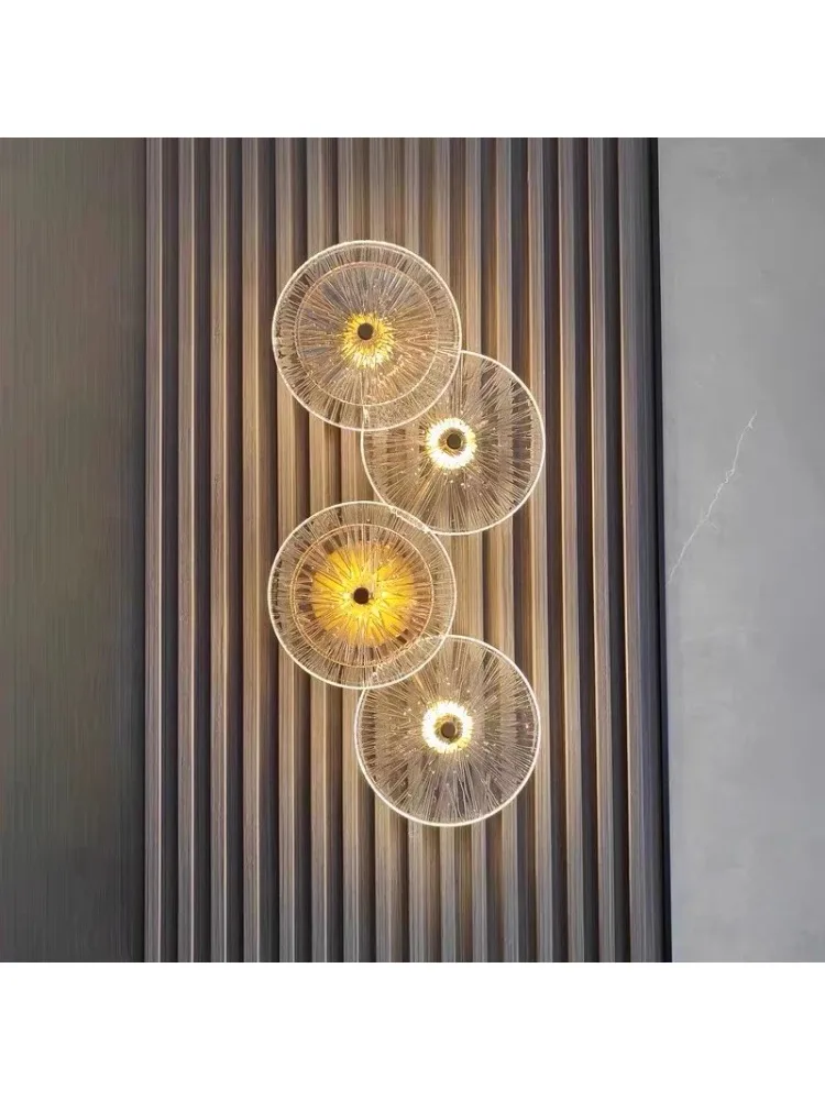 Nowoczesna, lekko luksusowa, okrągła lampa ścienna z artystycznego szkła, minimalistyczna, designerska, kreatywna oświetlenie do sypialni, przedpokoju, salonu. — 2