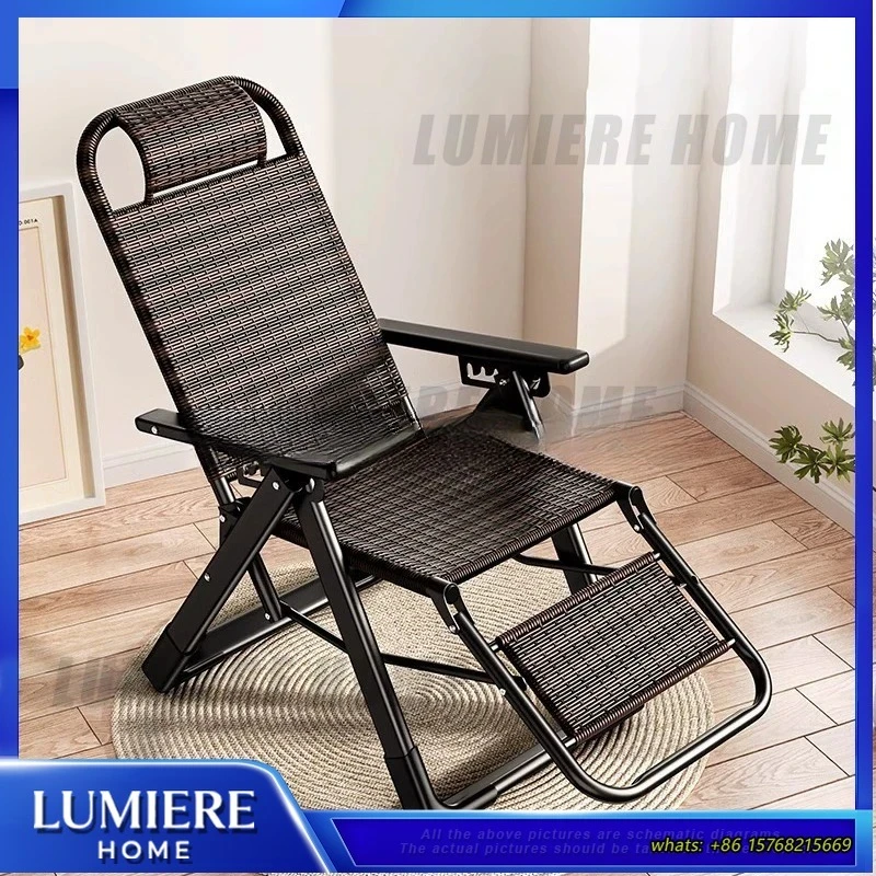 

Folding Recliner Chair Adjustable Backrest Comfortable Armchair for Patio Balcony Living Room Indoor Outdoor Rattan Lounge