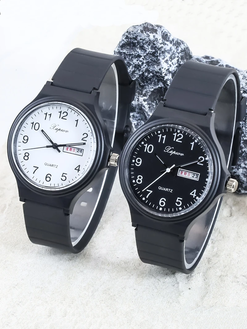 Montre à double calendrier pour la rentrée scolaire, pour étudiants, femmes et hommes, montre de sport étanche en Silicone décontractée, cadeau