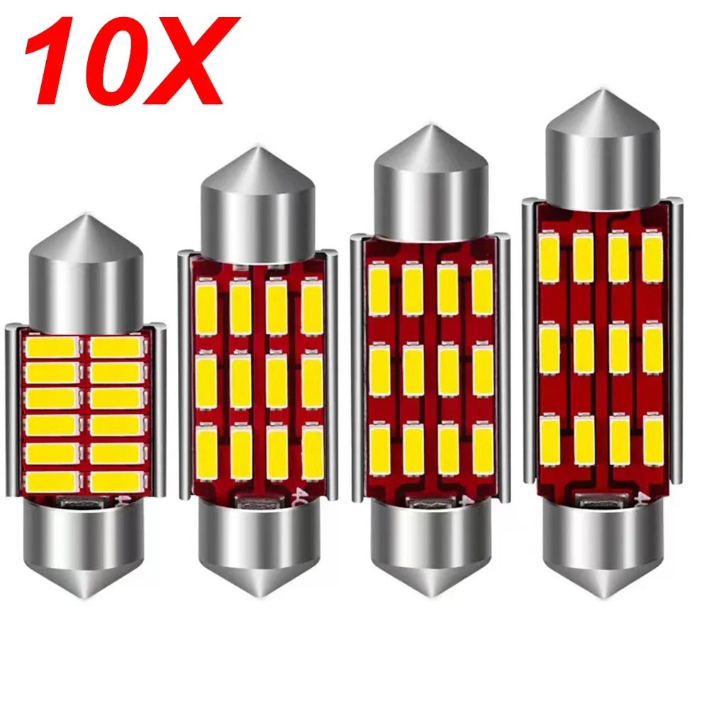 

10PCS NEW 31mm 36mm 39mm 41mm LED CANBUS C10W LED Bulb C5W 4014 12Chips 12V Dome Lamp Car Interior Lights White 6000k ice blue