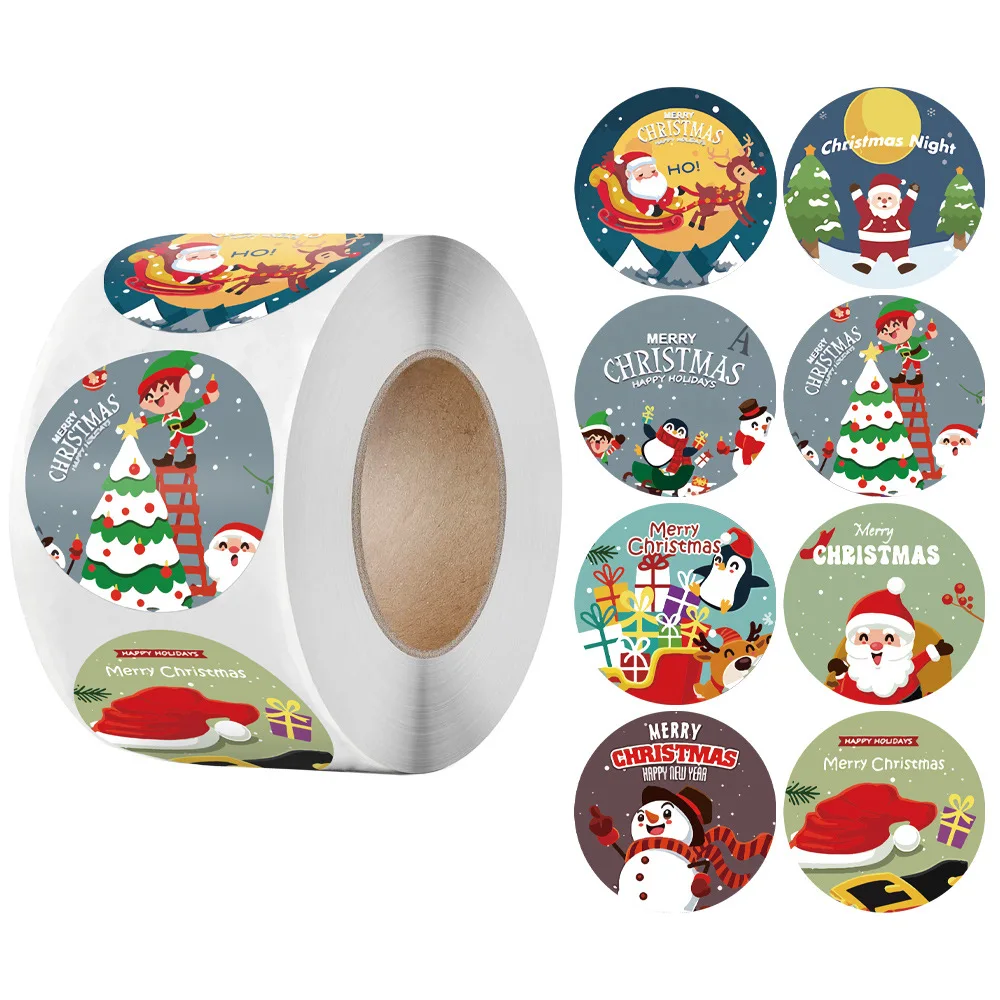 50-500pcs Santa Claus Snowman Stickers Merry Christmas Gift Sticker DIY Scrapbooking Xmas Party Decoration Gift Sealing Label