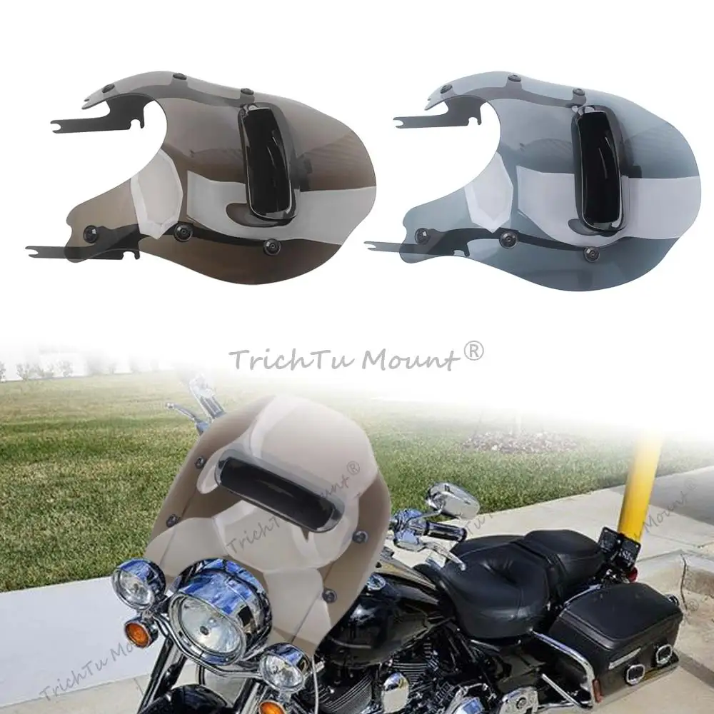 Brown/Light Smoke Motorcycle Wind Splitter Vented Windshield Compatible For Harley-Davidson Road King Models 1994-2025