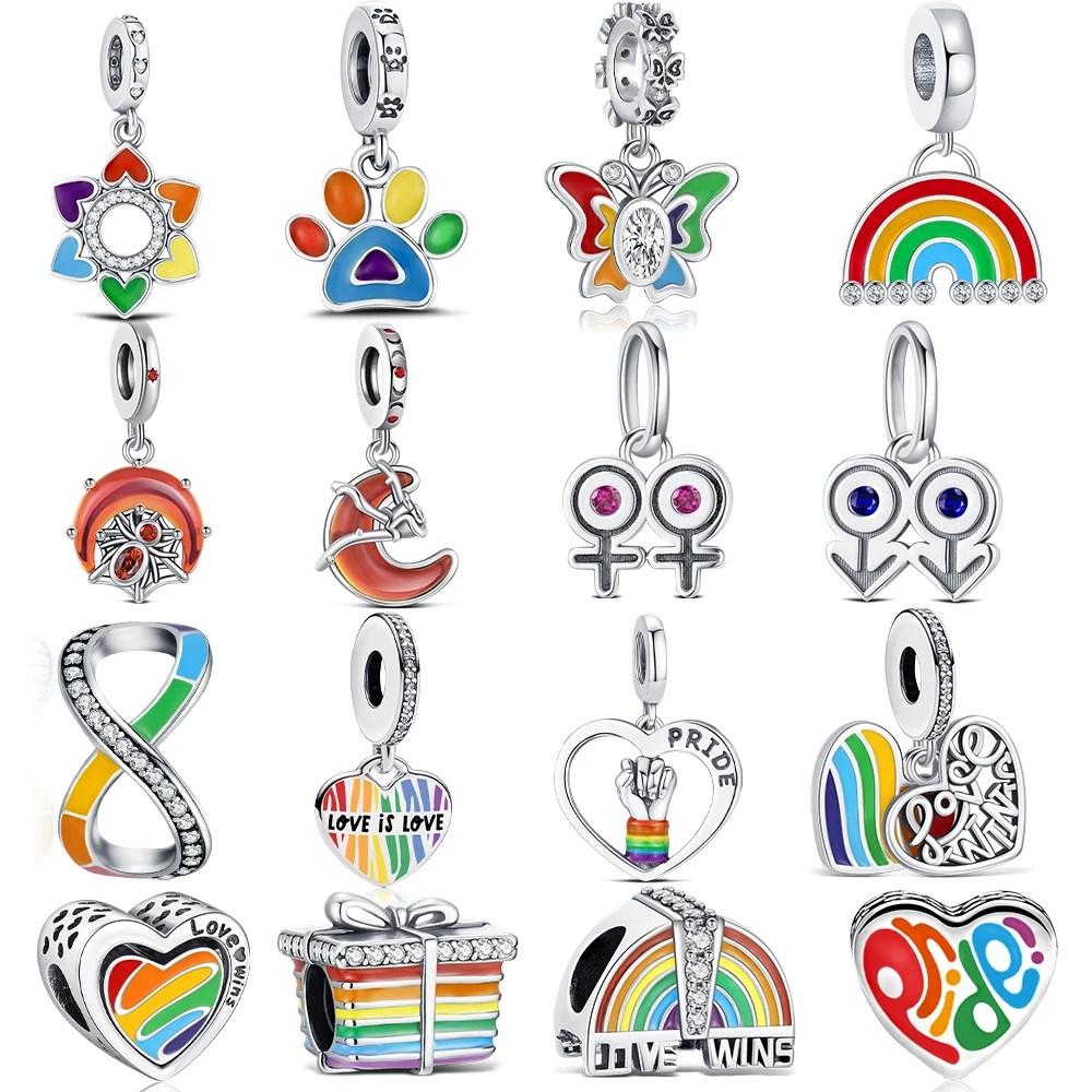 New 925 Sterling Silver Pride Rainbow Charms LGBTQ+ & Love W