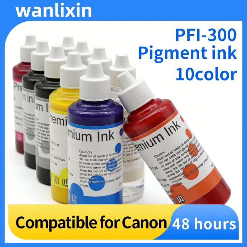 10 Color PFI-300 PFI300 Pigment Ink Compatible for Canon imagePROGRAF PRO-300 Printer Pro300 Printer Inkjet Ink Cartridge
