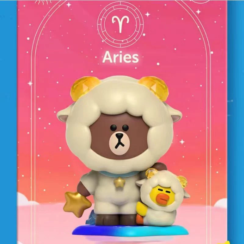 Line Friends Brown Bear Twelve Constellations Series Aries Libra Taurus Cancer Leo Gemini Cute Model Ornaments Gift Toys for Kid