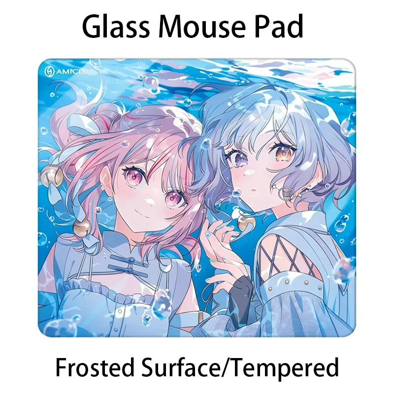 Japanese Anime Tempered Glass Mouse Pad E-Sports Gaming FPS Extra Large Desktop Mat Frosted Surface Zero Latency Smooth Mousepad