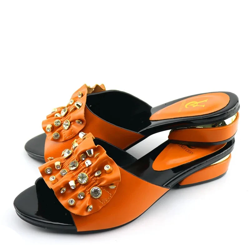 

2025 Elegant Spring Summer Sandals Open Toe Shoes Fashion Brand Women's Shoes Stylish Nigeria Low Heeled Shoes for Women