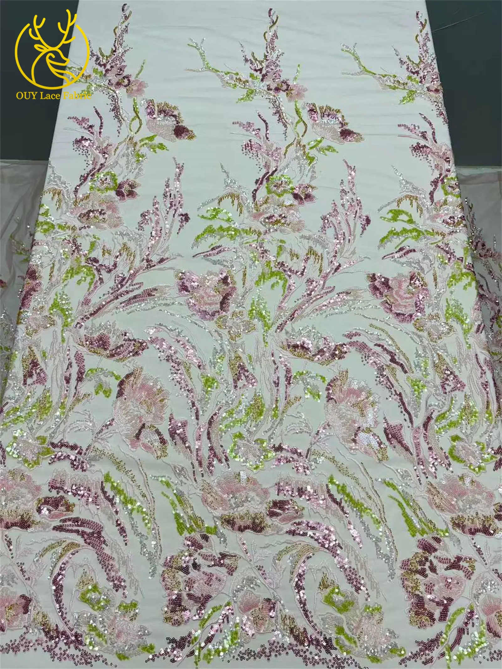 Neues Design Afrikanische Stickerei Pailletten Spitzenstoff 2026 Luxuriöse Französische Nigerianische Perlen-Spitze für Braut- und Partykleider 5 Yards – Detail 16