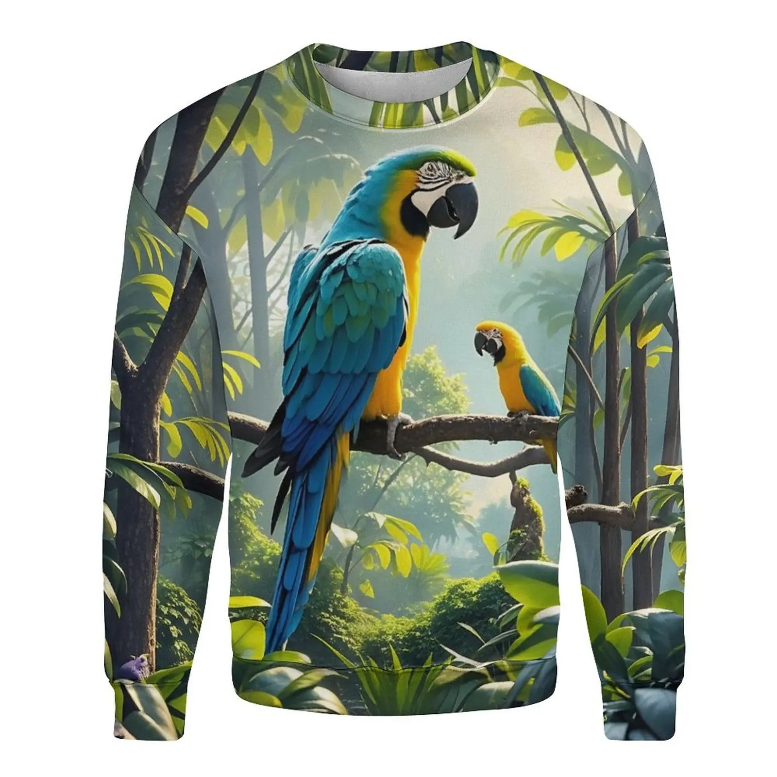 Fashion Parakeet Graphic 3D Print Men's Sweatshirt Funny Parrot Tops Autumn Casual Round Neck Hoodie Street Harajuku Man Clothes
