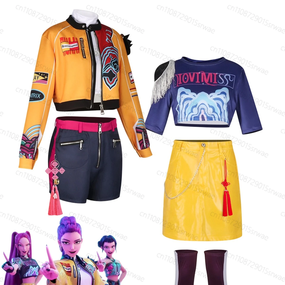 

Girls Idol Roleplay Adults Outfits KPOP Demon Hunters Rumi Mira Anime Movie Cosplay Costume Adults Gothic Uniform Stage Clothing