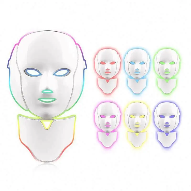 Mlike Beauty Factory 7 colors LED face mask with neck rejuvenating mask anti-pimples beauty equipment