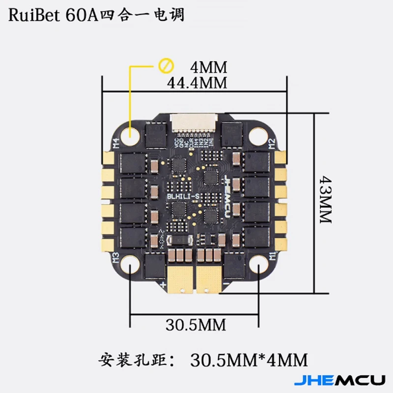 JHEMCU-Contrôleur de vol F722 pour touristes, pile F7, RuiBet, 60A, ESC, 3-6S, 30.5x30.5mm, RC, FPV, FreKouDrone