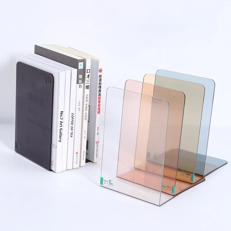 

Colored Acrylic Bookends Clear Book Ends for Shelves-Book Ends for Heavy Books L-Shaped Book Holders for Study,Office,Home Decor