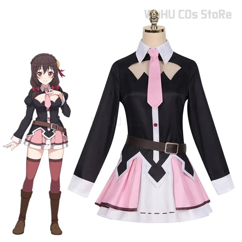 

KonaSuba God's Blessing on This Wonderful World Megumin Cosplay New Role Yunyun Costume Headwear Stockings Dress Top Full Set