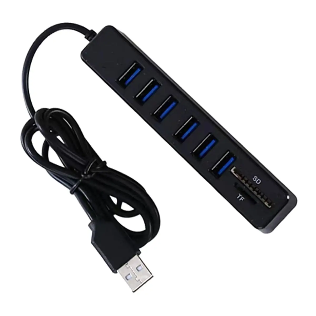 AA19 USB 2.0 HUB Cable Splitter Converter USB Disk TF SD Card Integrated Reader Extend Adapter Data Transfer 6 Ports