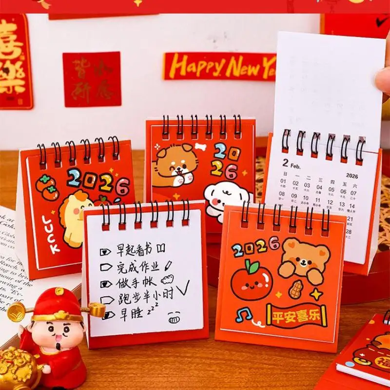 السنة الجديدة البسيطة الكرتون أجندة مكتبية /رزنامة مكتبية لطيف الأزياء التقويم المحمولة جيب التقويم الجدول الزمني سطح المكتب الديكور هدايا الطلاب