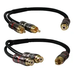 Amplificador de Audio para coche, Cable de Audio Subwoofer de 30cm, cabeza de cobre puro macho a hembra, enchufe RCA, Cable de Audio, línea de Cables de PVC