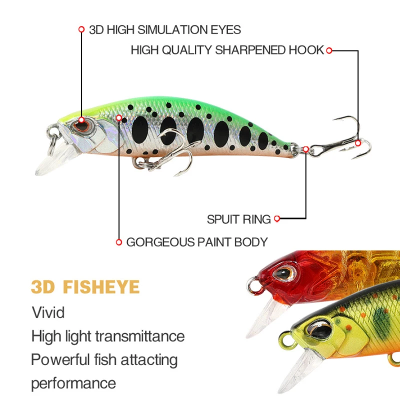 5cm 5g 15Colors Sinking Minnow Wobblers Fishing Lures Trout Artificial Hard Bait Jerkbait Crankbait Bass Fishing Gear M45