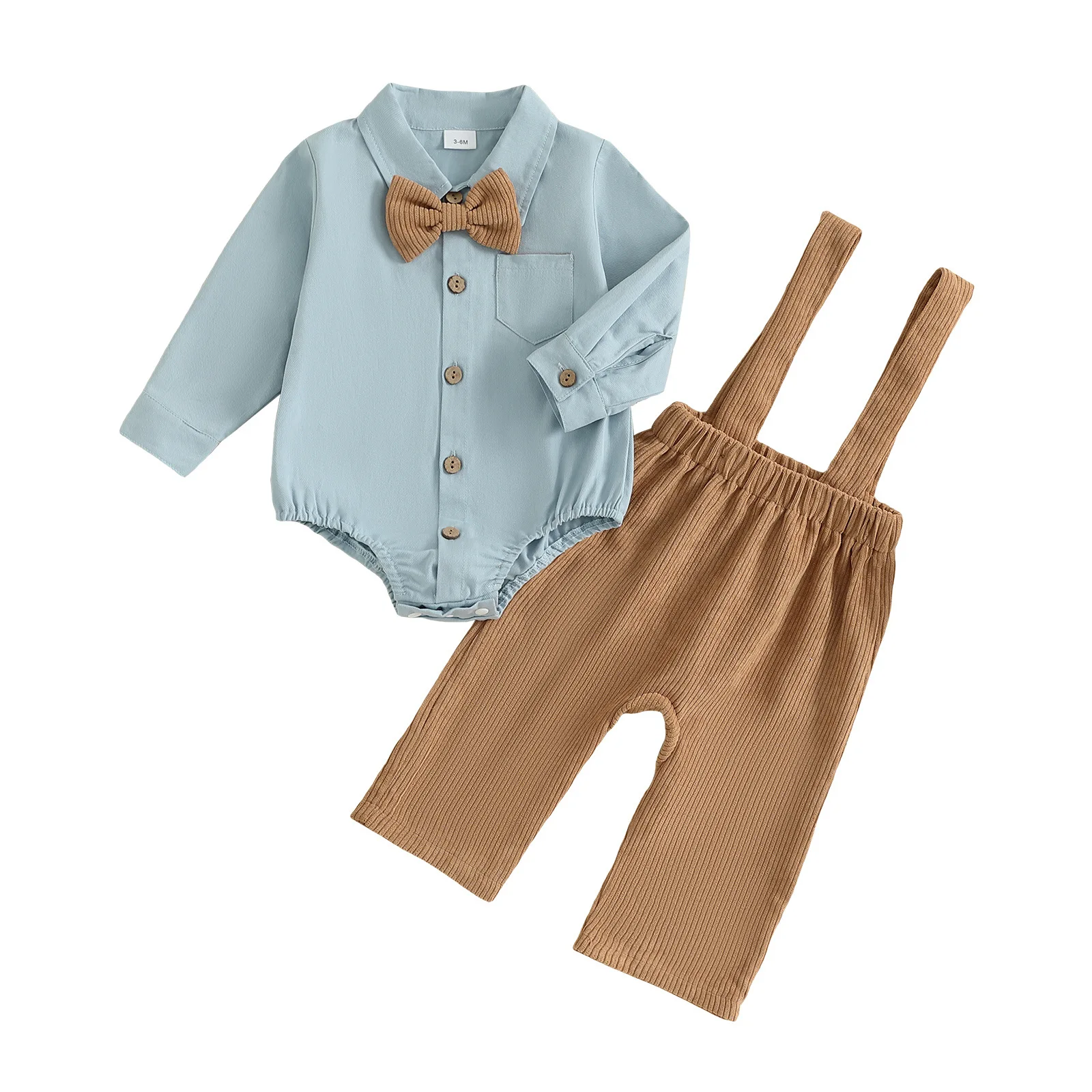 

Baby Boy 4 Piece Baby Boys Gentleman Outfit Bow Tie Long Sleeve Button Romper Overall Bib Pants Wedding Winter Clothes Kids Boys