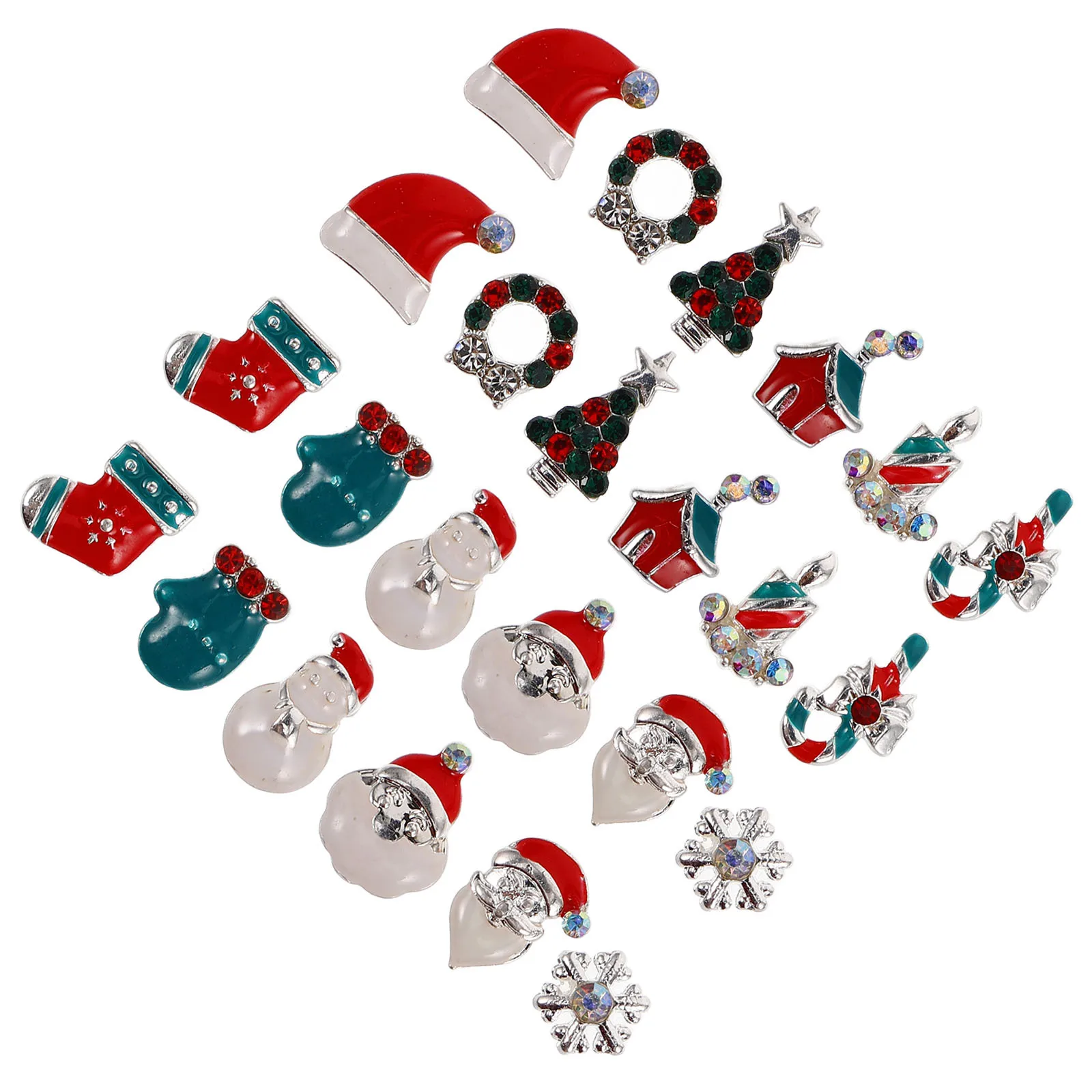 

Christmas Nail Charms Set Santa Trees Snowflakes Socks 3D Alloy Design Versatile Festive Manicure Decor Nail Charms