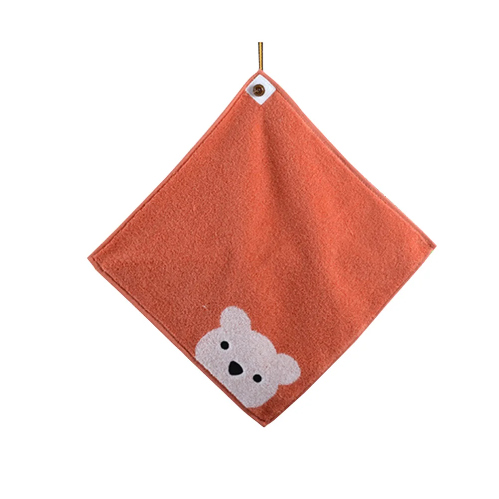 

Square Cotton Kid Hanging Towel Red Detachable Loop Soft Comfortable Absorbent Quick Dry Washcloth for Bathroom Kitchen Face