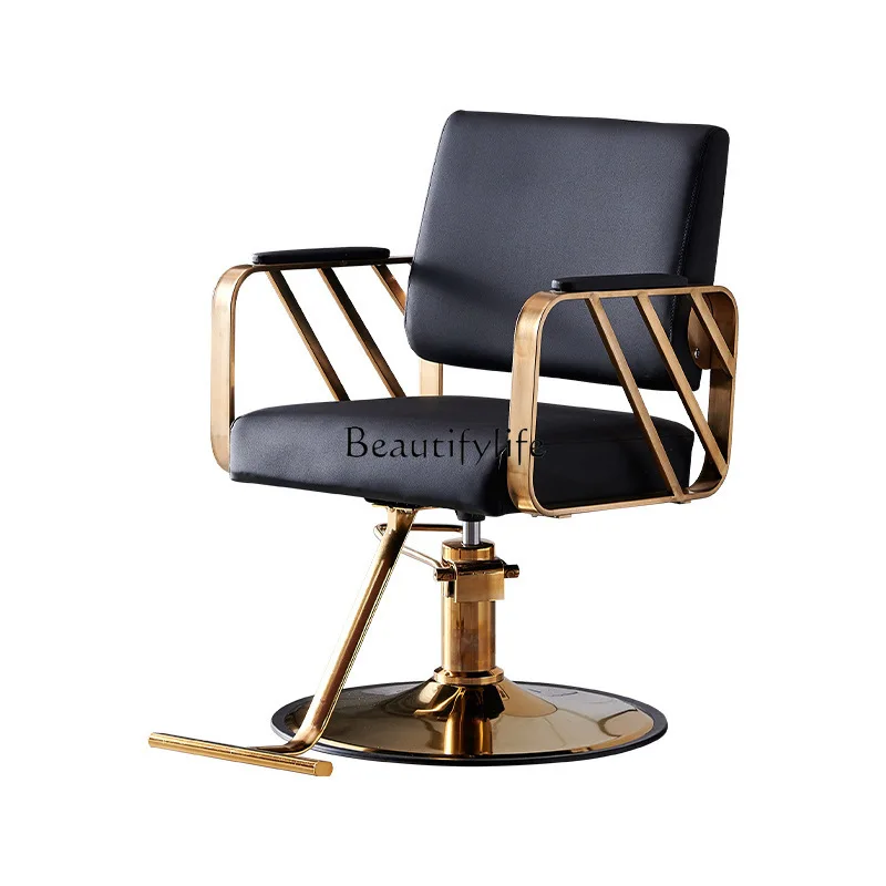 

2024 new hair salon barber chair light luxury barber shop lift chair