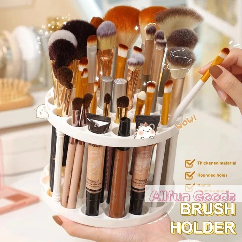 [TG835]45-Hole Rotating Makeup Brush Stand – Keep Brushes Visible & Within Reach, Beauty Storage Organizer