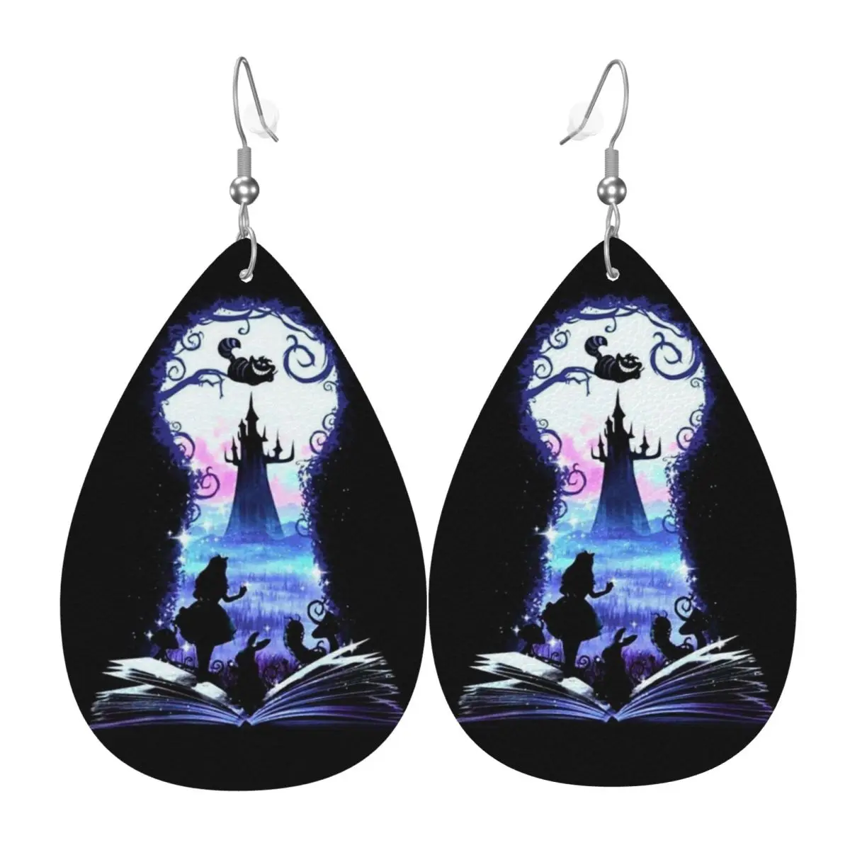 

Кожаные серьги-капли с мультяшным изображением Чеширского кота для женщин, модные, легкие, для вечеринок и праздников