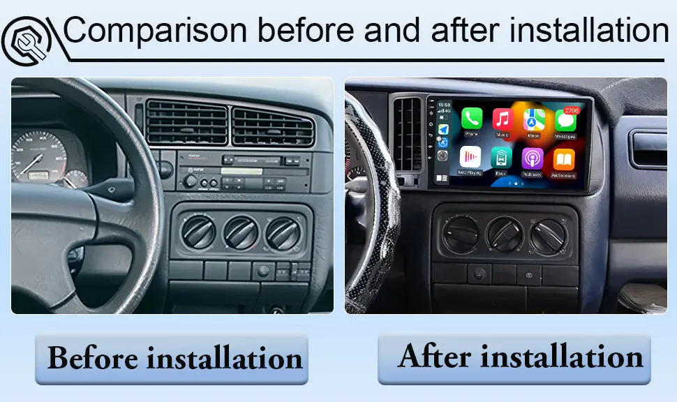 Android 16 Autoradio für VW Volkswagen Golf 3 1991 1992 1993 LHD Wireless Carplay Multimedia Android Auto Radio 4G BT DSP Stereo – Detail 1