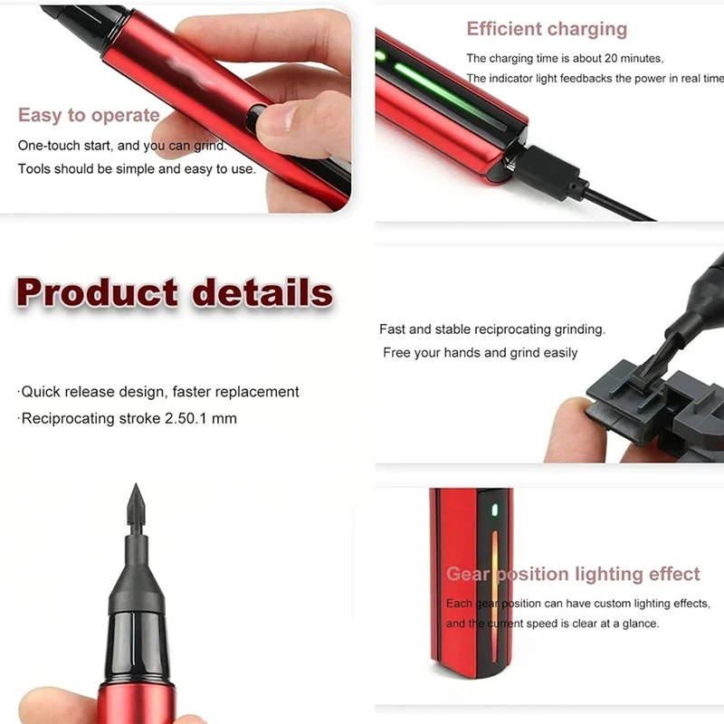 Reciprocating Electric Sanding Pen, 3-Speed Adjustable Detail Sanding Pen Anti-Cut Finger Cover, For Tight Spaces Crafts