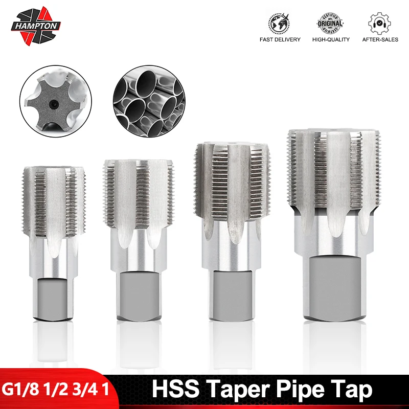 

Taper Tap Pipe G1/8 1/2 3/4 1 HSS Taper Pipe Tap BSP Metal Screw Thread Cutting Tools G Screw Tap for Iron Alloy Steel