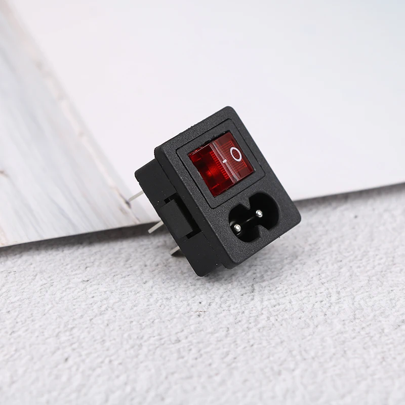 1PC Power Cord Inlet Socket receptacle ON-OFF Light/NO Light Rocker Switch for Computer Amplifier 250V 10A