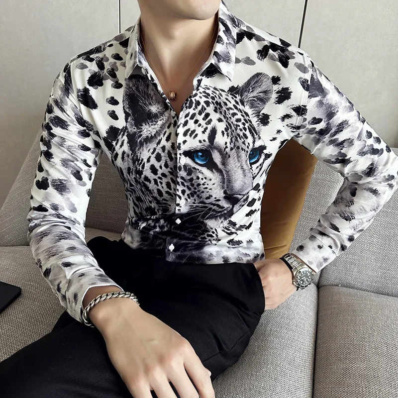 

Luxury 6XL 2024 New Boutique Fashion Slim Mens Printed Casual Long Sleeved Shirts Luxury Hawaiian Holiday