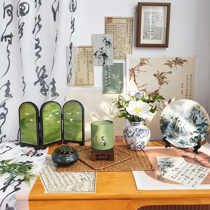 Chinese Style Zen Photo Props, New Chinese Food Shooting Decor, Mini Screen Ornaments for Scene Layout