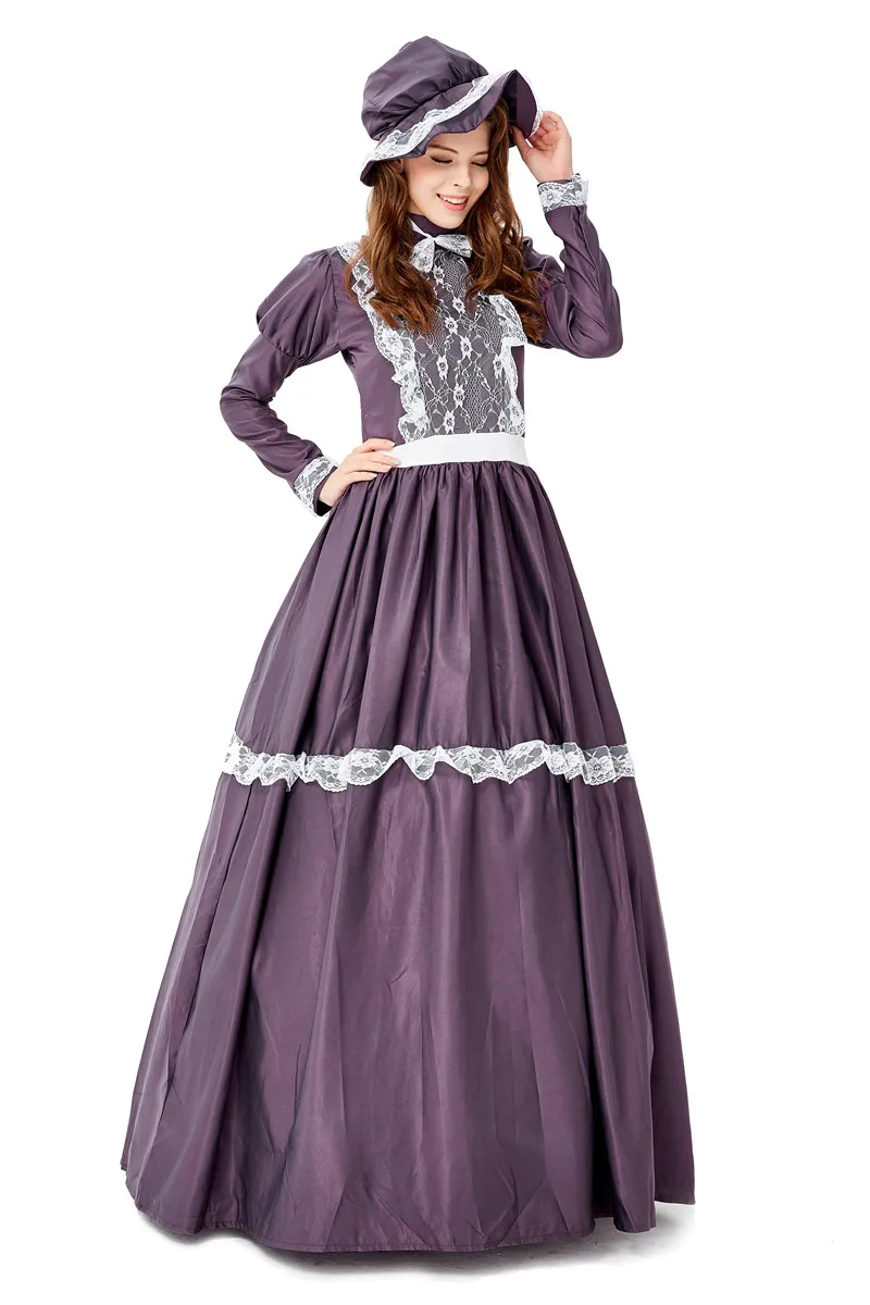 

Farm Lady Costume European Vintage Farm Manor Lady Long Dresses S-2XL adult costume halloween costume