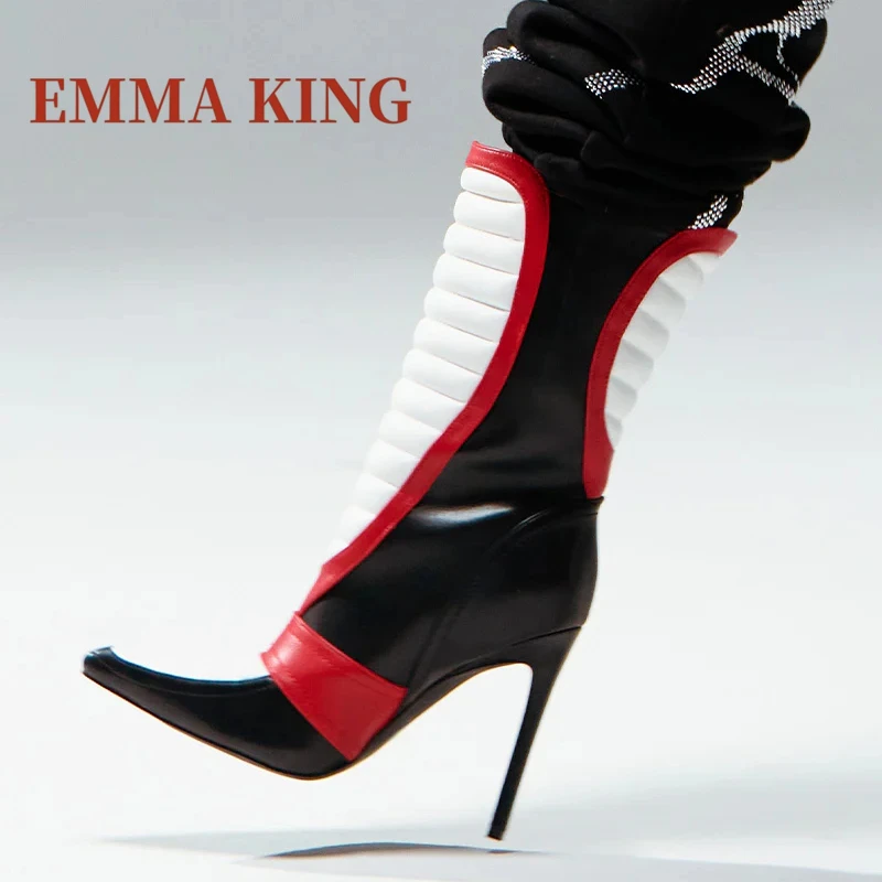 النساء خنجر كعب حذاء من الجلد مثير أشار تو متعدد الألوان لينة الجلود بوتاس 2025 موضة جديدة الجانب سستة الأحذية حجم 35-44 #6