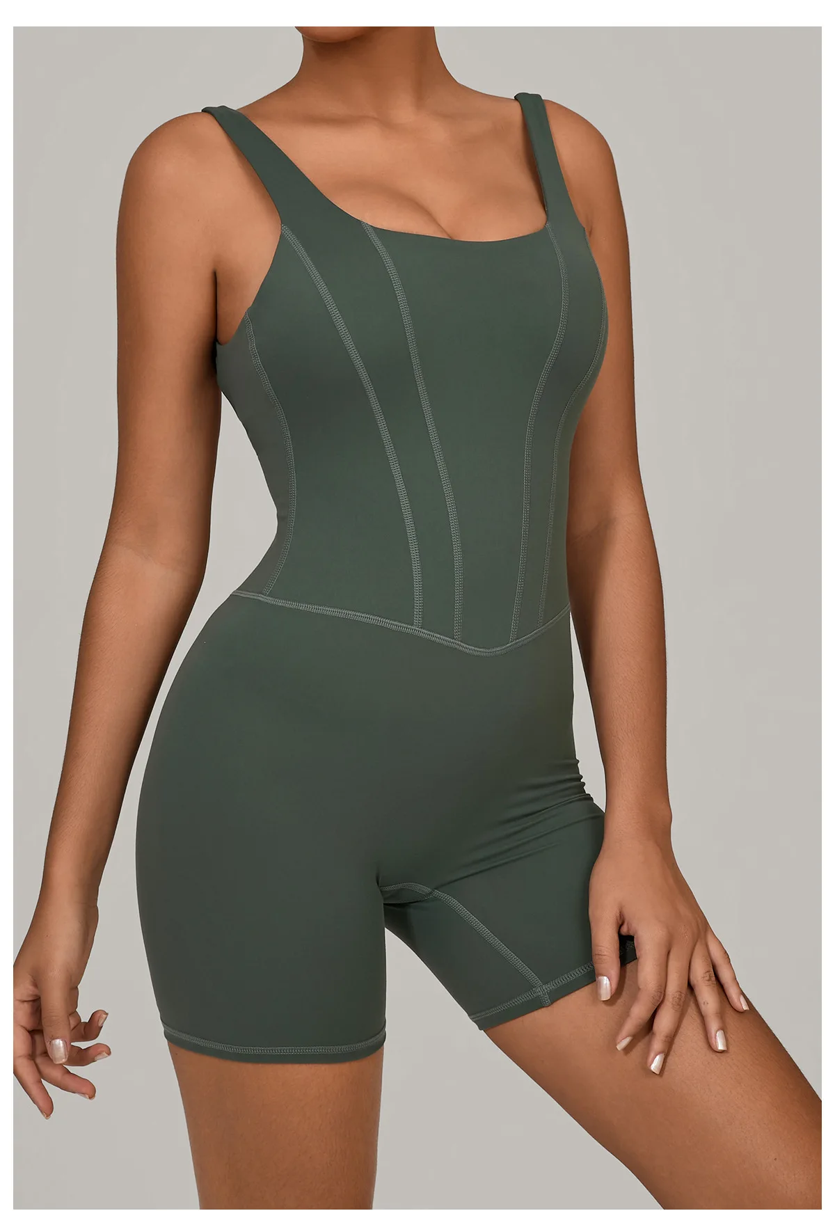 

Yoga Jumpsuit Sports Fitness Nude Quick-drying Adjustable Shoulder Strap One-piece Workout Clothes Gym Shorts Jumpsuit for Women