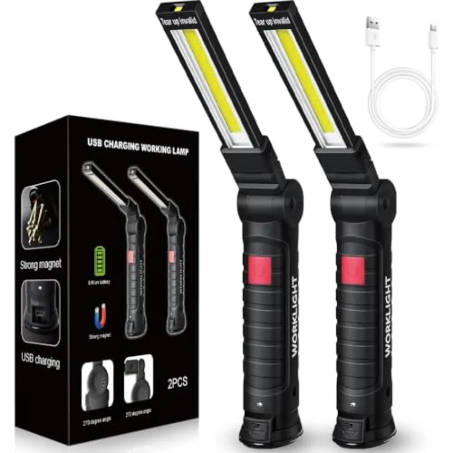 Tool Fathers Day Dad Gifts for Men Him Husband, LED Rechargeable Work Light for Mechanic with Magnetic Base Hook, Grill Light I