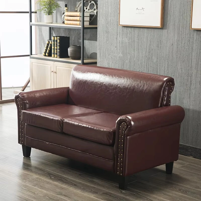 Vintage flag double sofa with riveted armrests for home decoration