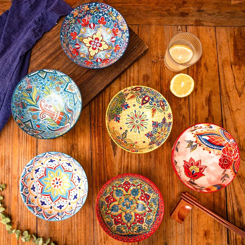 Bohemian Style Retro Ceramic Rice Bowl 2