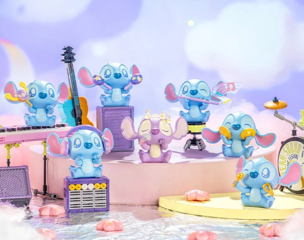 

Коллекционная мини-фигурка Stitch Music Knock-Knock Series в слепой коробке, настольное украшение, модель игрушки, праздничный подарок-сюрприз