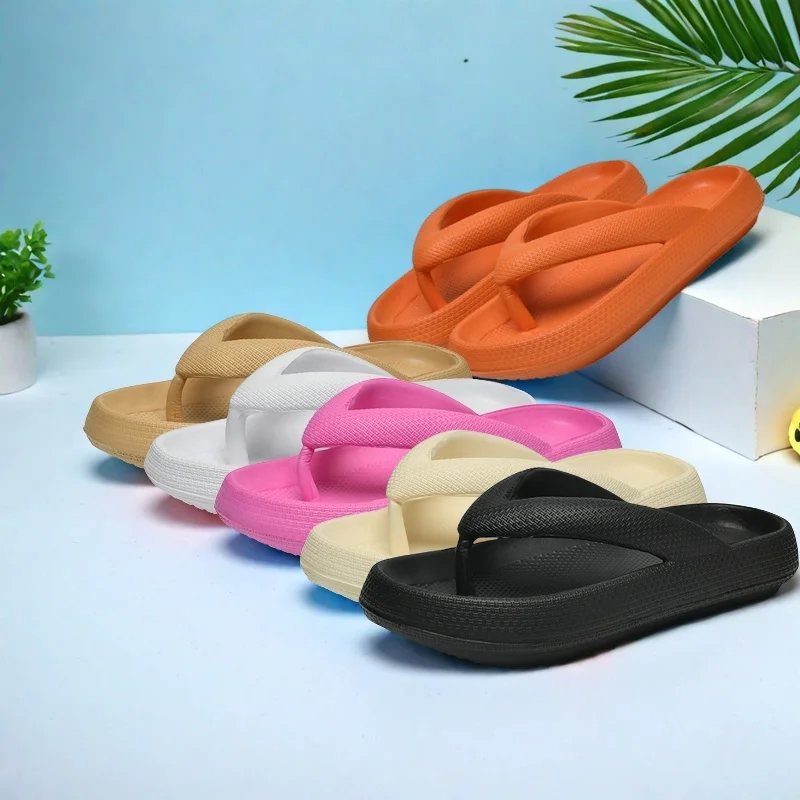 

Ladies Lightweight Solid Color Sandals - Casual Indoor/Outdoor Couples Flip Flops, Comfortable Slip-On Beach Footwear