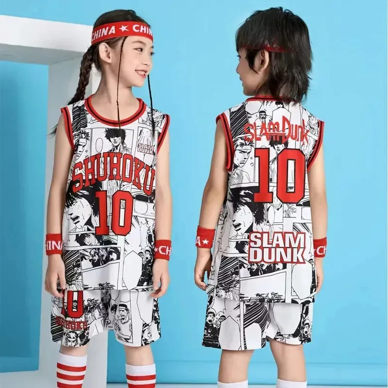 Traje de Cosplay del equipo de baloncesto escolar Shohoku de Anime para niños y niñas, conjuntos de ropa deportiva Sakuragi Hanamichi, trajes de Jersey para niños de 2 a 14 años