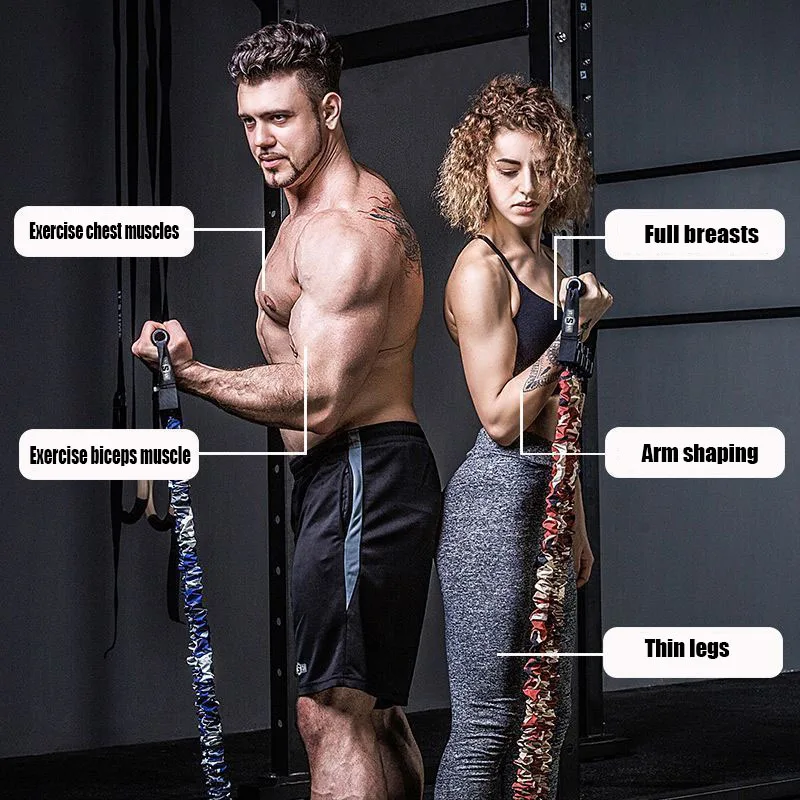 Three hole tensile strength device, fitness equipment, chest muscle training, stretching arm strength rope, elastic band